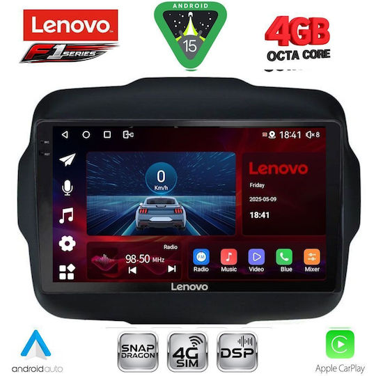 Lenovo Car Audio System for Jeep Renegade 2014-2022 (Bluetooth/USB/WiFi/GPS/Apple CarPlay/Android Auto) with 9" Touch Screen