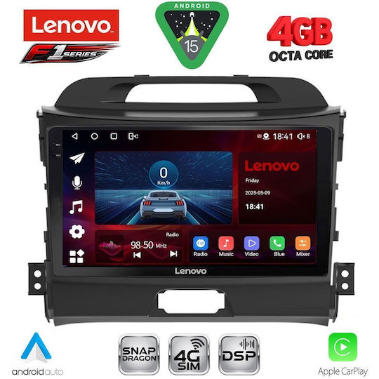Lenovo Ηχοσύστημα Αυτοκινήτου για Kia Sportage 2010-2015 (Bluetooth/USB/WiFi/GPS/Apple-Carplay/Android-Auto) με Οθόνη Αφής 9"