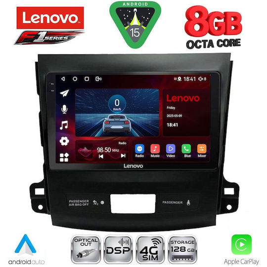 Lenovo Car Audio System for Peugeot 4007 Mitsubishi Outlander Citroen C-Crosser 2006-2012 Bluetooth USB WiFi GPS Apple CarPlay Android Auto with 9" Touch Screen