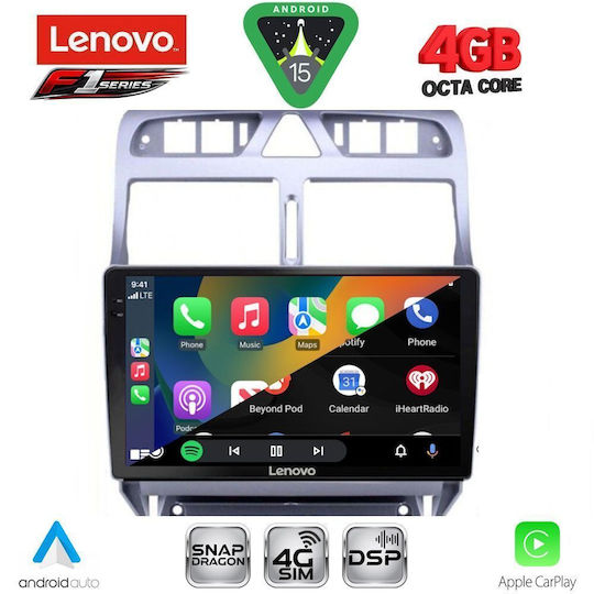 Lenovo Ηχοσύστημα Αυτοκινήτου για Peugeot 307 2001-2008 (Bluetooth/USB/WiFi/GPS/Apple-Carplay/Android-Auto) με Οθόνη Αφής 9"