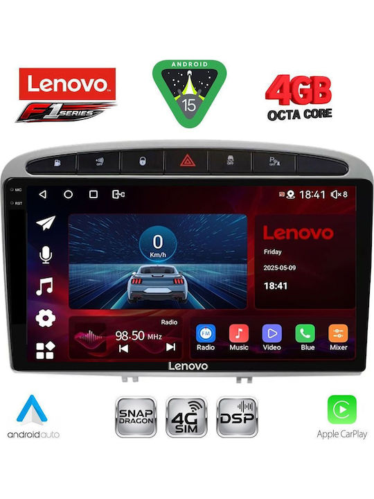 Lenovo Car Audio System for Peugeot 308 / RCZ 2007-2012 (Bluetooth/USB/WiFi/GPS/Apple CarPlay/Android Auto) with 9" Touch Screen