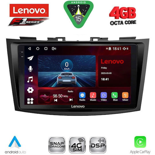 Lenovo Ηχοσύστημα Αυτοκινήτου για Suzuki Swift 2011-2016 (Bluetooth/USB/WiFi/GPS/Apple-Carplay/Android-Auto) με Οθόνη Αφής 9"