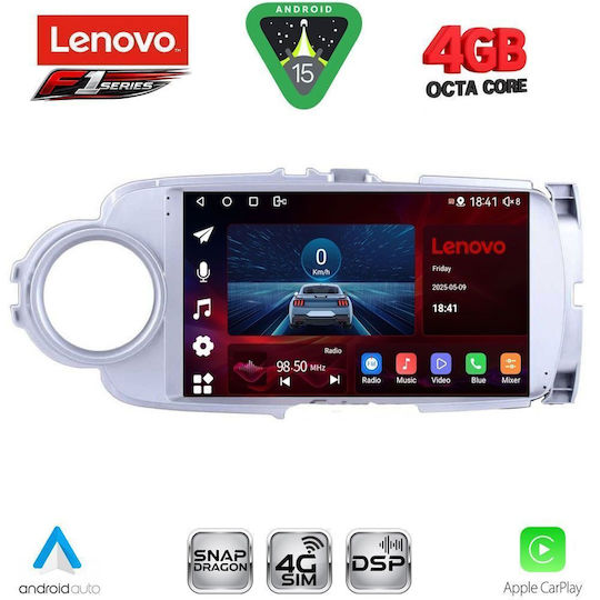 Lenovo Ηχοσύστημα Αυτοκινήτου για Toyota Yaris 2011-2015 (Bluetooth/USB/WiFi/GPS/Apple-Carplay/Android-Auto) με Οθόνη Αφής 9"