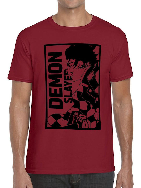 T-shirt Tanjiro Kamado Demon Slayer Black White Pop Culture Cardinal Red T-shirt Tanjiro Kamado Demon Slayer Black White Pop Culture Cardinal Red