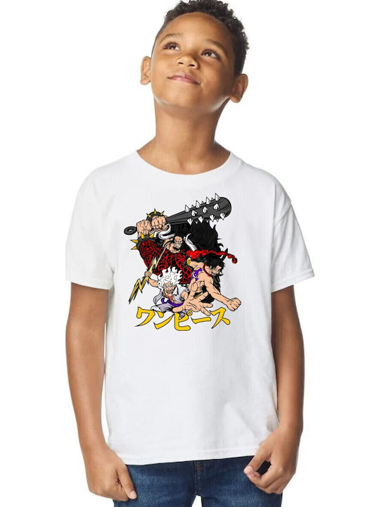 Kinderoberteile T-Shirt Weiß Legendäres Trio aus One Piece