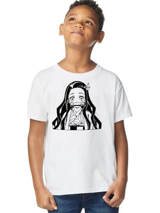 Kinderoberteile T-Shirts Weiß Nezuko Kamado Vektor Art