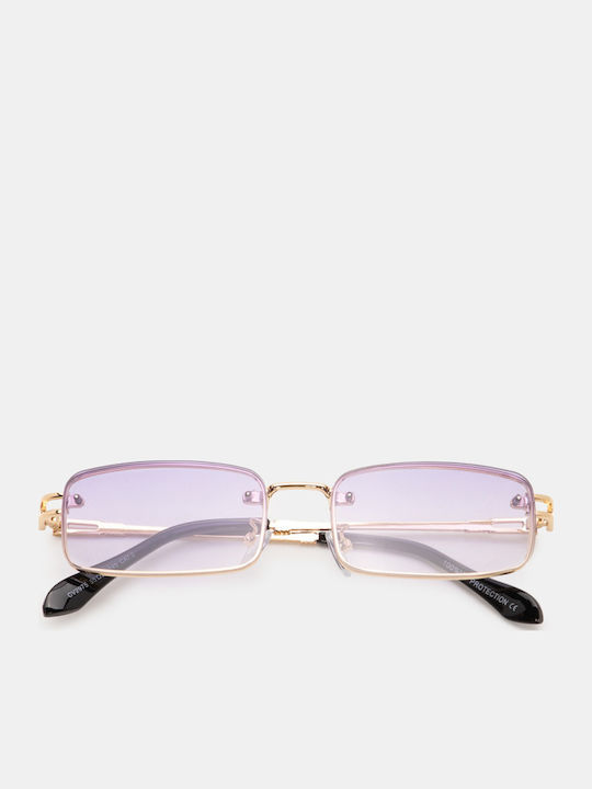 Luigi Unisex Sunglasses With Gold Metallic Frame And Purple Lens 4841342