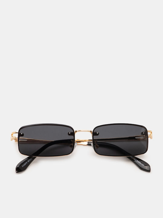 Luigi Unisex Sunglasses with Black Metallic Frame and Black Lens 4841301