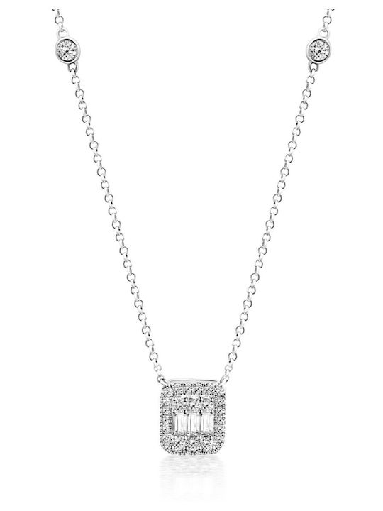 Diamond Group Κολιέ από Λευκόχρυσο 18Κ