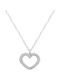 Chrilia Necklace with Heart Design in 9K White Gold with Zircon