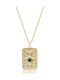 Chrilia Constantine Necklace Lucky Charm Made of 9K Gold with Green Zircon