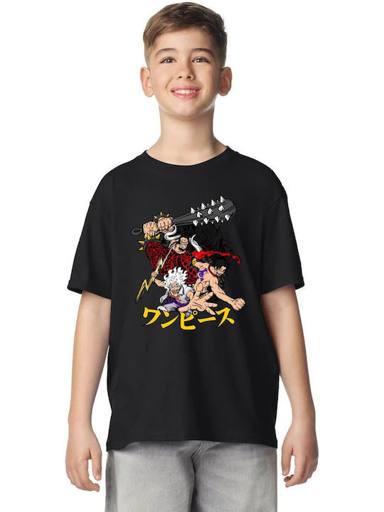 Kinderoberteile Kurzärmeliges T-Shirt Schwarz Legendäres Trio aus One Piece