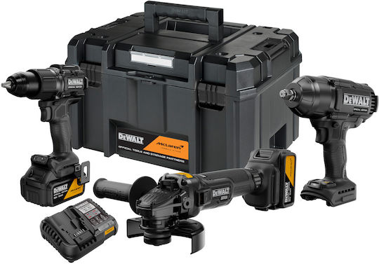 DEWALT McLaren DCK3222MP2T Σετ Γωνιακός Τροχός, Δραπανοκατσάβιδο & Μπουλονόκλειδο Brushless 18V με 2 Μπαταρίες 5Ah και Θήκη