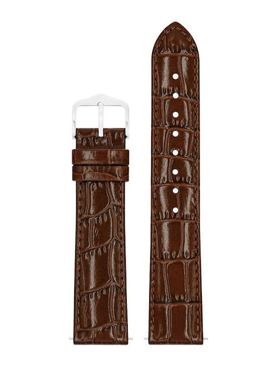 Hirsch Louisianalook Alligator Lederriemen Braun 22mm
