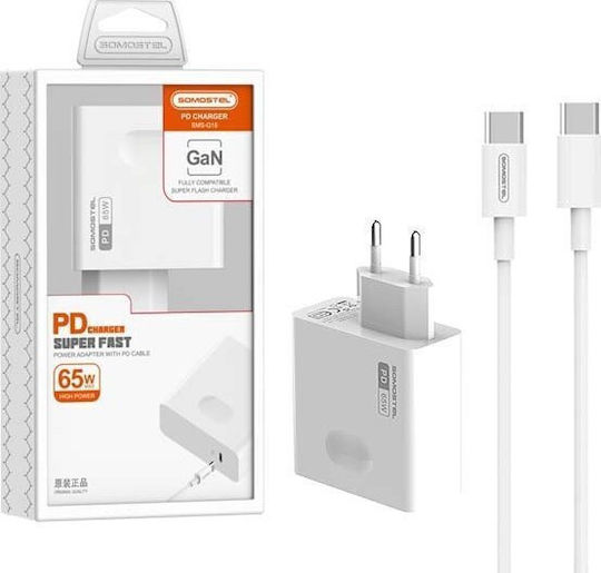 Somostel Charger Without Cable with USB-C Port 65W Power Delivery White (32071)