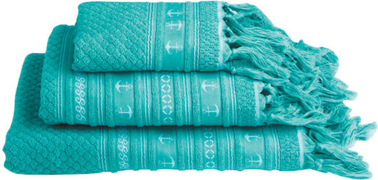 Marine Business Bath Towels Anchors Santorini Blue Set of 3 Pieces