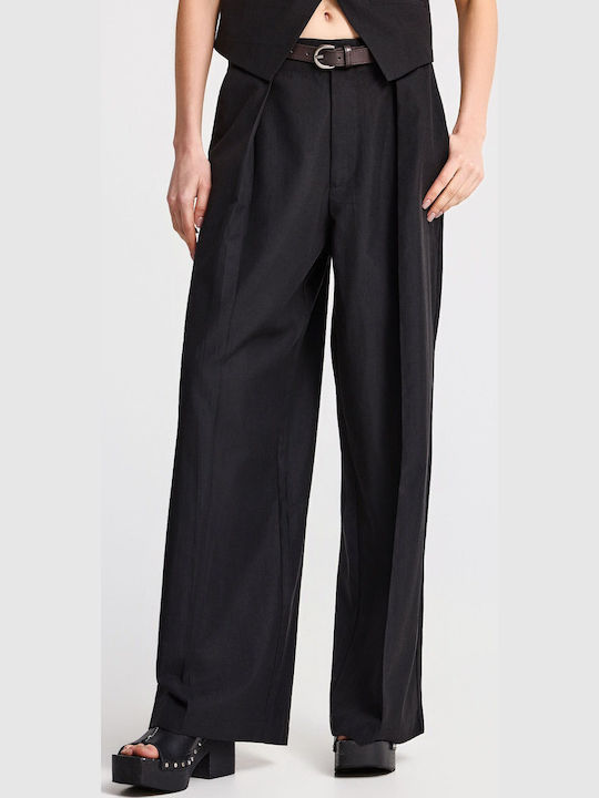 Funky Buddha Damen Hochgeschnittene Stoffhose Schwarze Funky Buddha Damen Hochgeschnittene Stoffhose Schwarze