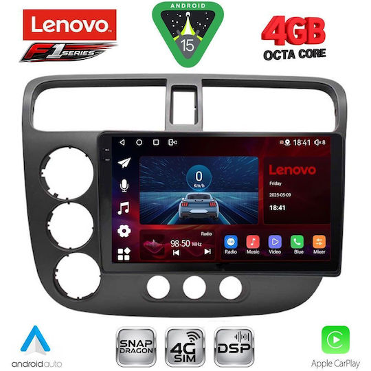 Lenovo Car Audio System for Honda Civic 2001-2006 Bluetooth USB WiFi GPS Apple CarPlay Android Auto with 9" Touch Screen