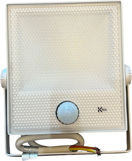 Kai Στεγανός Προβολέας LED 20W Φυσικό Λευκό 4000K με Αισθητήρα Κίνησης και Φωτοκύτταρο IP65