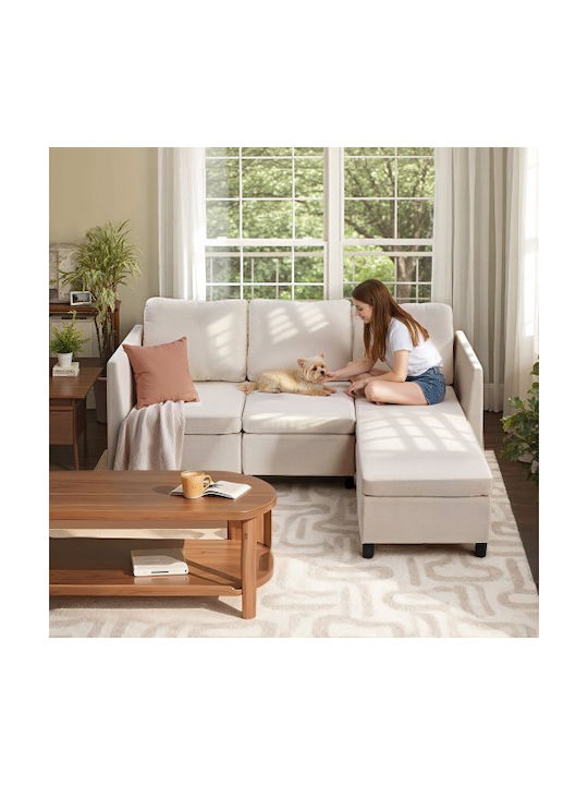 Dreisitzer Sofa mit Stauraum Ecru 199x69x68cm