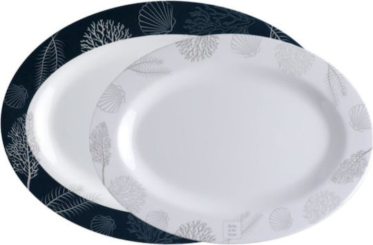 Marine Business Living Serving Plate Shallow Oval Made of Melamine 2 Pieces