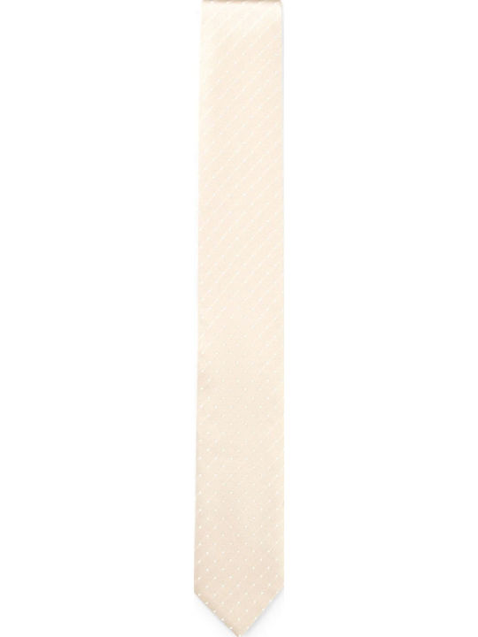Boss Men's Silk Tie Printed in Beige Color