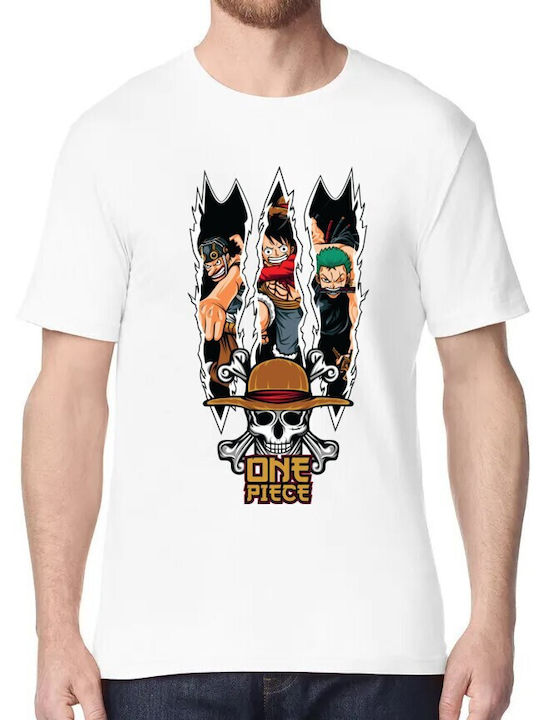 Tricou One Piece Straw Hat Pirates Burst Alb
