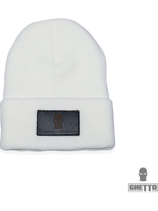 Beanie Unisex Σκούφος Πλεκτός σε Λευκό χρώμα