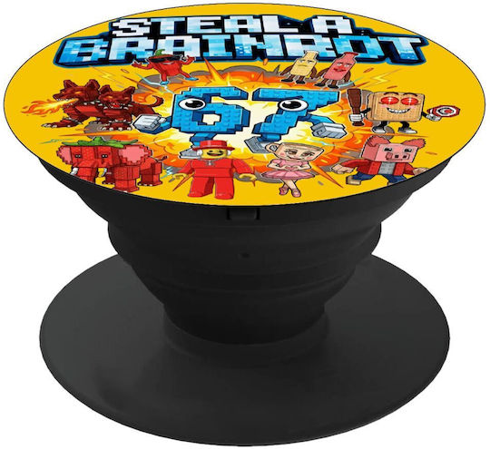 Steal A Brainrot 67 Roblox Style Phone Holders Stand Black Handheld Phone Support Base