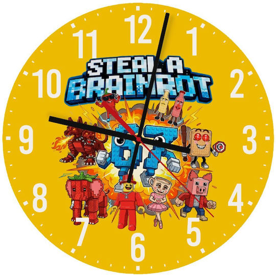Koupakoupa Детски Часовник На Стена Steal A Brainrot 67 Roblox Style Дървен 30 См