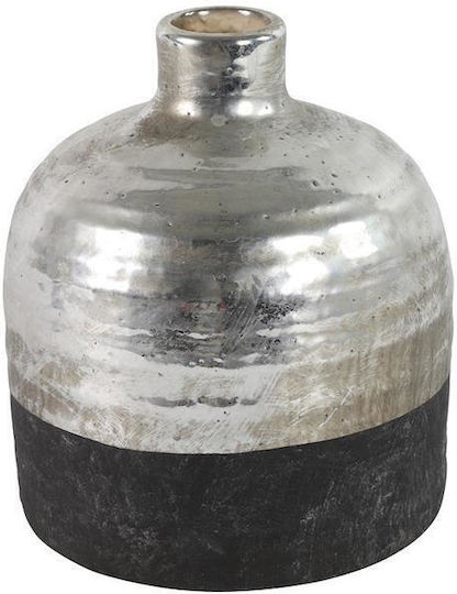 Ceramic Black Silver Bottle Vase 15x17