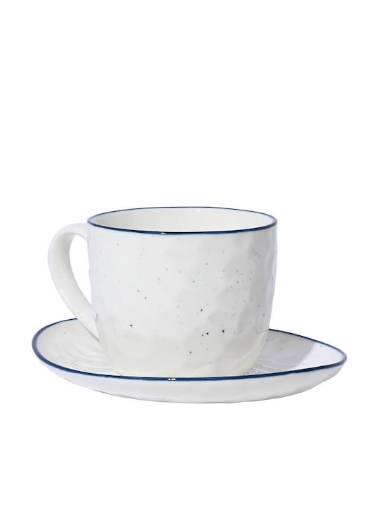 Estia Pebbles Set Tea Cups Porcelain White 220ml 6pcs