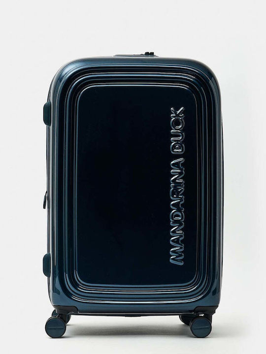 Mandarina Duck Logoduck Medium Blue Metallic Travel Suitcase with 4 Wheels Height 69cm