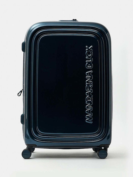 Mandarina Duck Logoduck Large Travel Suitcase Blue/Metallic with 4 Wheels Height 75cm