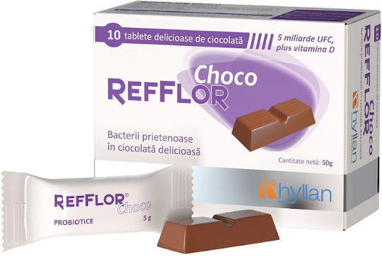 Hyllan Pharma Refflor Choco Συμπλήρωμα με Προβιοτικά για Παιδιά 10 φακελίσκοι Natural
