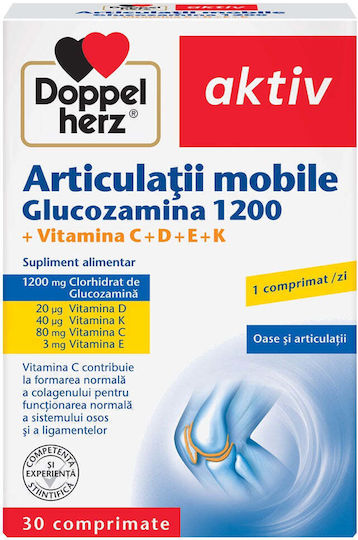 Doppelherz Mobile Joints Glucosamine Supliment Pentru Sănătatea Articulațiilor și Oaselor 30 Comprimate