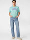 Women's Cotton Short Sleeve Blouse Green