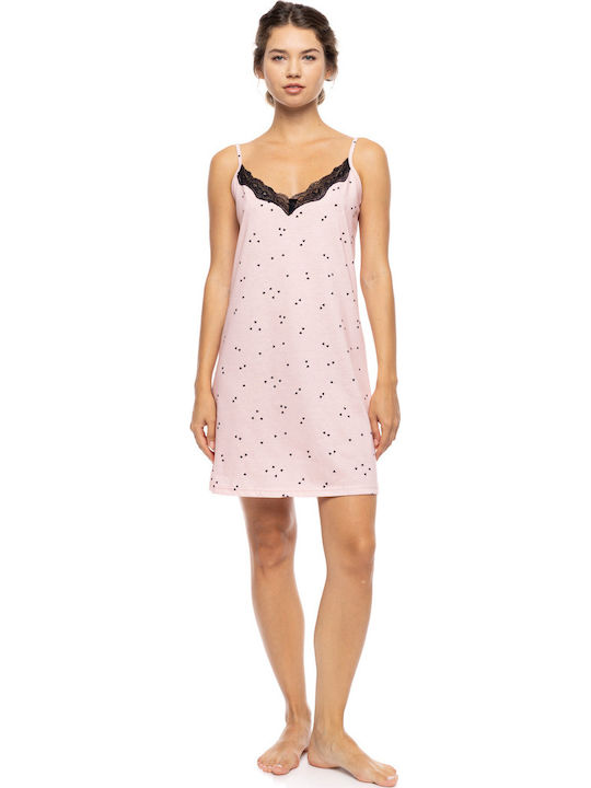 Pink Label Καλοκαιρινό Γυναικείο Νυχτικό Little Heart Pink Pink Label Καλοκαιρινό Γυναικείο Νυχτικό Little Heart Pink