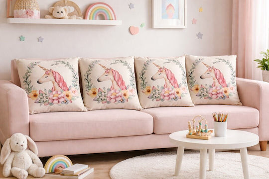 ForHome Decorative Pillow Case Unicorn 45x45cm