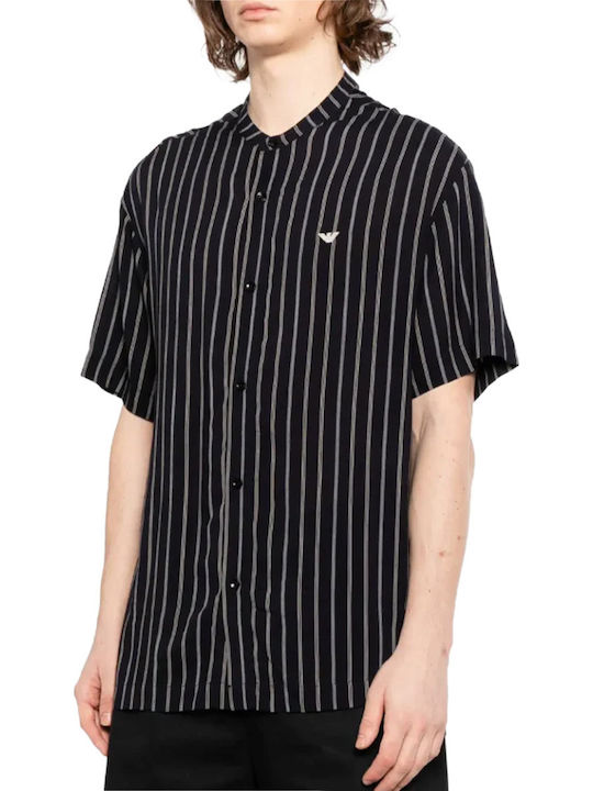 Emporio Armani Short Sleeve Shirt Strip Blue-nut-black