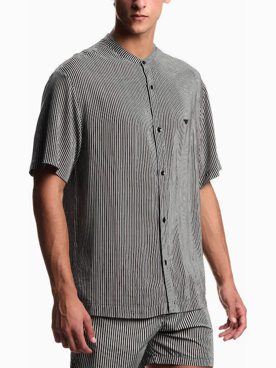Emporio Armani Short Sleeve Striped Shirt Nut-black