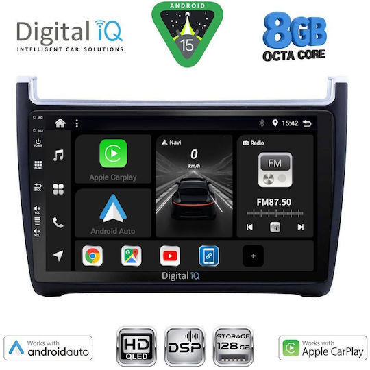 Digital IQ Car Audio System for Volkswagen Polo 2014-2017 Bluetooth USB WiFi GPS Apple CarPlay Android Auto with 9" Touch Screen