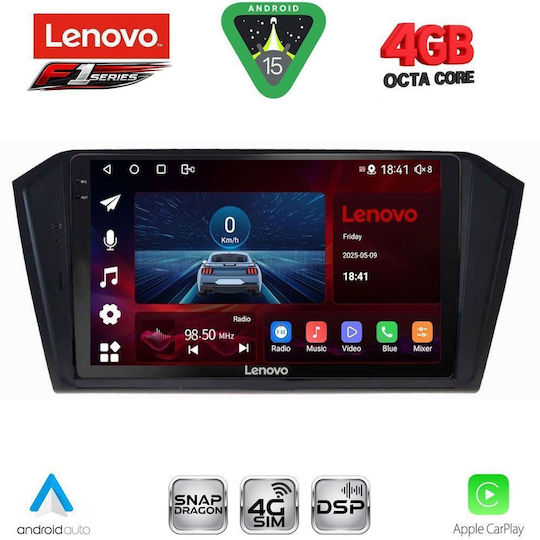 Lenovo Ηχοσύστημα Αυτοκινήτου για Volkswagen Passat 2016-2023 (Bluetooth/USB/WiFi/GPS/Apple-Carplay/Android-Auto) με Οθόνη Αφής 10"