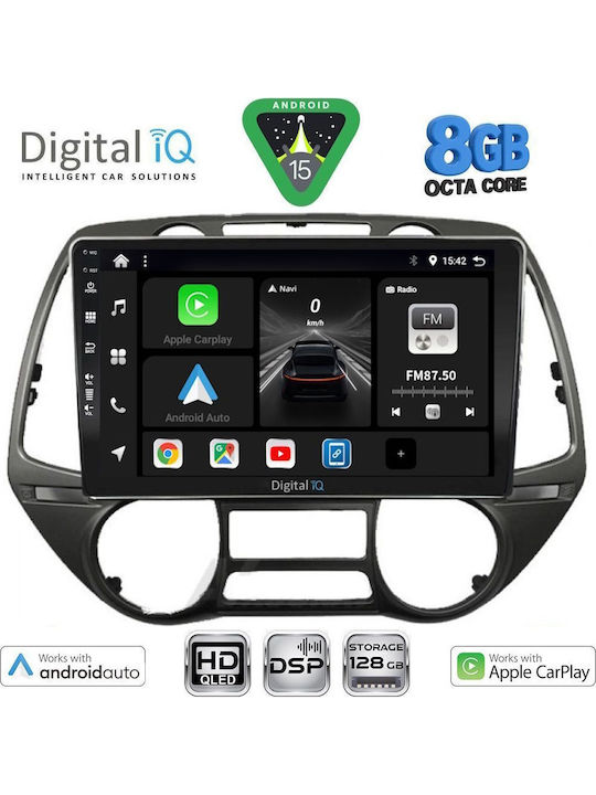 Digital IQ Auto-Audiosystem für Hyundai i20 2008-2013 Bluetooth USB Eingebautes Wi-Fi GPS Apple CarPlay Android Auto mit 9 Zoll Touchscreen