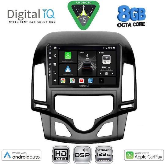Digital IQ Car Audio System for Hyundai i30 2007-2012 with Clima Bluetooth USB Wi-Fi GPS Apple CarPlay Android Auto with 9-Inch Touch Screen
