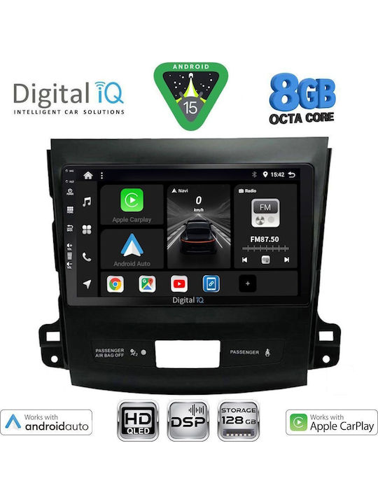 Digital IQ Car Audio System for Peugeot 4007 Mitsubishi Outlander Citroen C-Crosser 2006-2012 Bluetooth USB WiFi GPS Apple CarPlay Android Auto with 9" Touch Screen