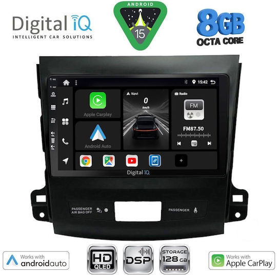 Digital IQ Car Audio System for Peugeot 4007 Mitsubishi Outlander Citroen C-Crosser 2006-2012 Bluetooth USB WiFi GPS Apple CarPlay Android Auto with 9" Touch Screen