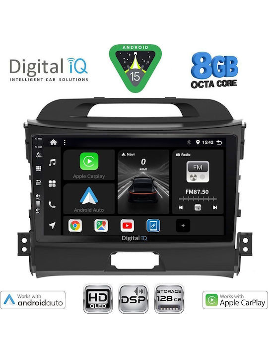 Digital IQ Car Audio System for Kia Sportage 2010-2015 (Bluetooth/USB/WiFi/GPS/Apple CarPlay/Android Auto) with 9" Touch Screen