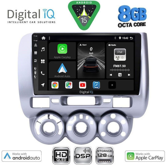 Digital IQ Car Audio System for Honda Jazz 2002-2008 with A/C Bluetooth USB Wi-Fi GPS Apple CarPlay Android Auto with 9-Inch Touch Screen