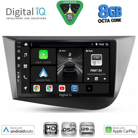 Digital IQ Sistem Audio Auto Pentru Seat Leon 2005-2012 Bluetooth USB Wi-Fi GPS Apple CarPlay Android Auto Cu Ecran Tactil 9"
